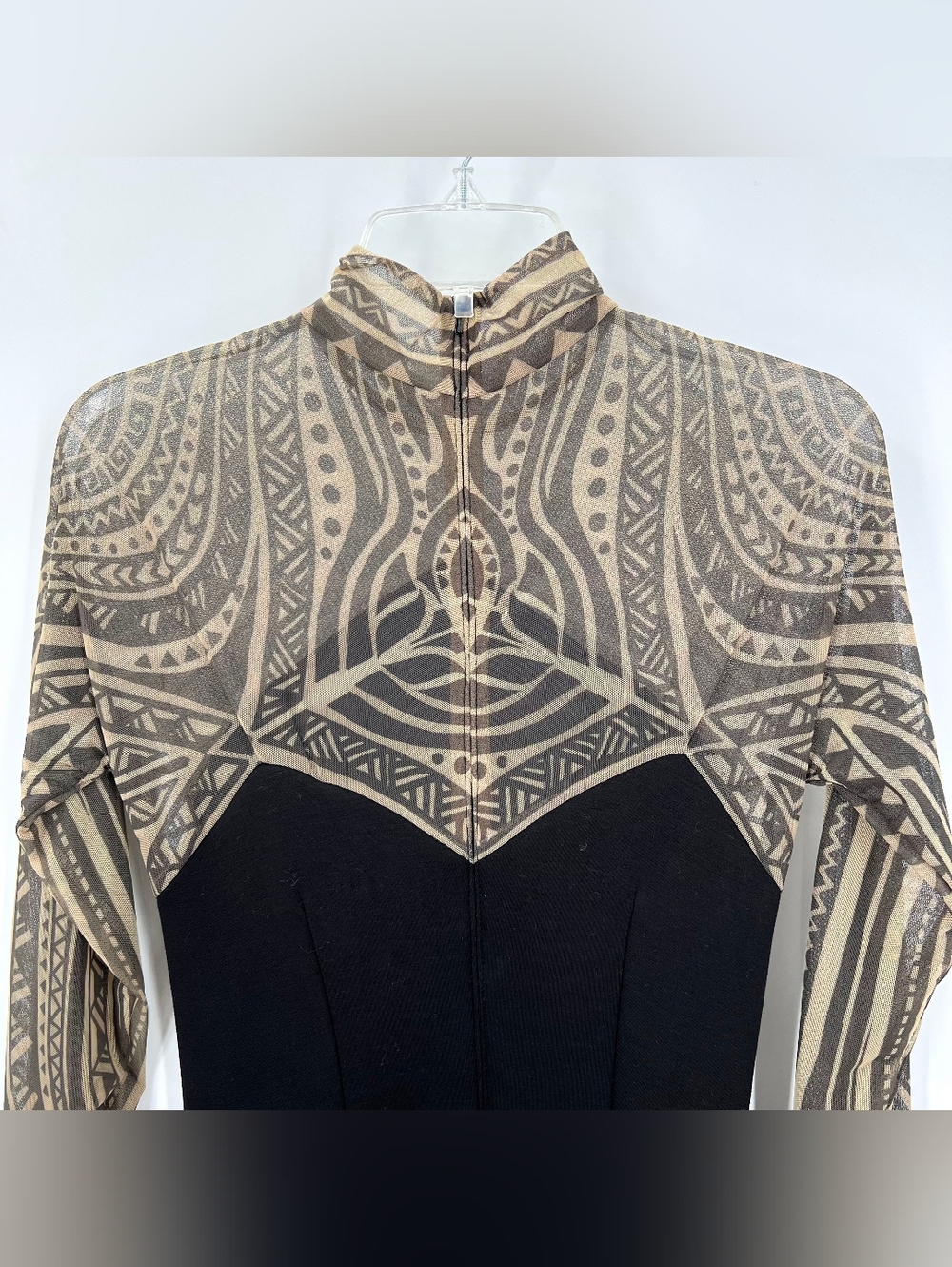 NWT Tadashi Shoji Zahara Dress - Black & Nude "Tattoo" Mini Dress, Size XS - Picture 6 of 11
